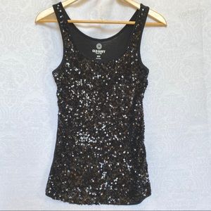 Old Navy Sequin/Sparkle Black Tank Top S
